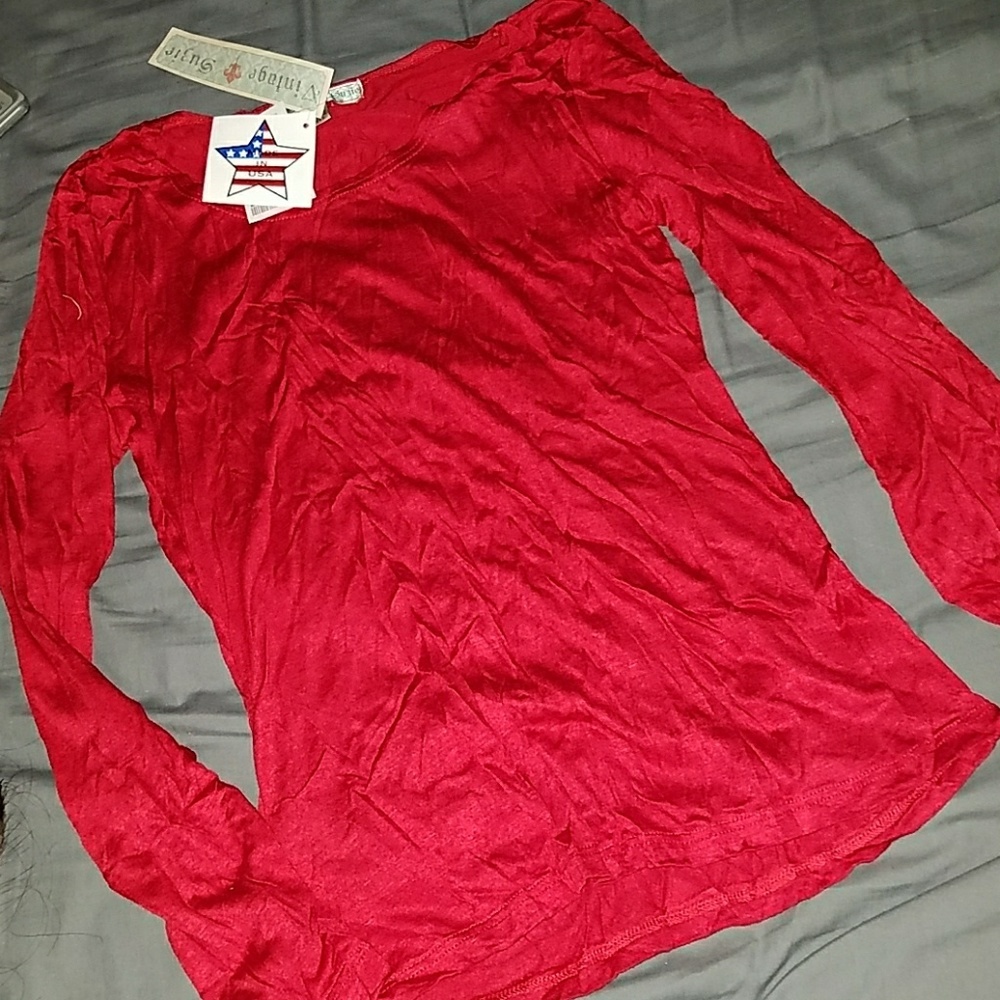 Red Rayon long sleeve shirt NWT